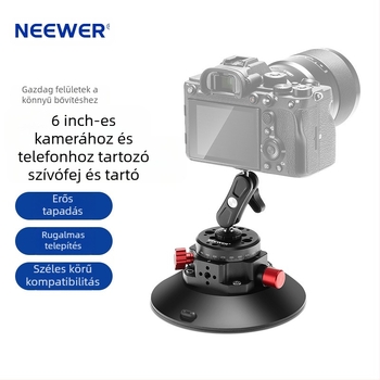 Neewer Alumínium Ötvözet Szívófejes Gimbálfej Kamera/Telefon/GoPro-hoz — Erős Szívóhatás, Stabil Autós Tartó