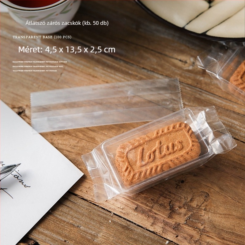 Átlátszó snack csomagoló tasakok hőzárással: 100 belső átlátszó tálca; 50 matt záró taska; 50 átlátszó záró taska