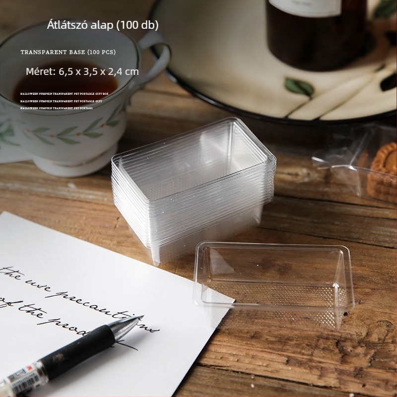 Átlátszó snack csomagoló tasakok hőzárással: 100 belső átlátszó tálca; 50 matt záró taska; 50 átlátszó záró taska