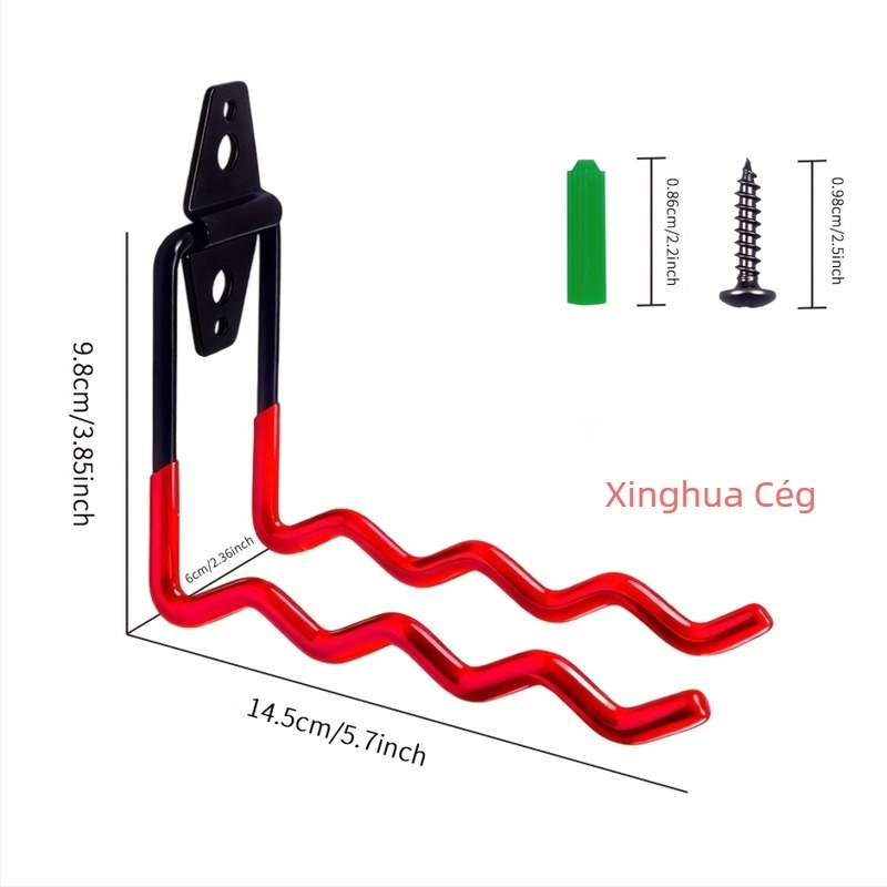 Fém falra szerelhető akasztó vízcső eszköz tároláshoz, dupla akasztó, modern minimalista stílus, terhelhetőség 30 kg felett