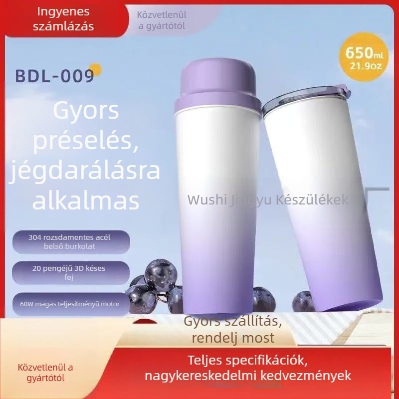 Hőszigetelt gyümölcslé készítő pohár beépített akkumulátorral, 60W, kapacitás 601–800 ml, 22 001 RPM fölött