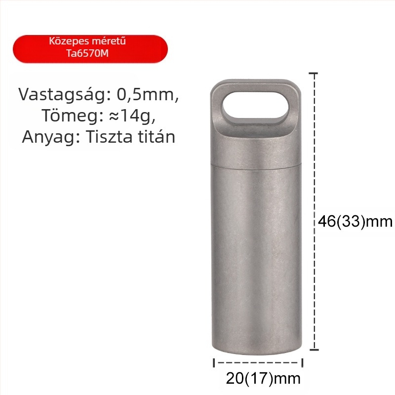 Tiartisan tiszta titánból készült zárt orvosi tároló – kültéri túléléshez és EDC-hez