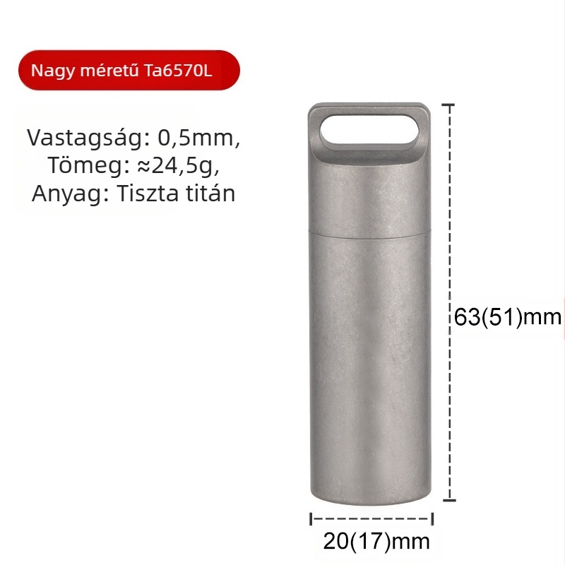 Tiartisan tiszta titánból készült zárt orvosi tároló – kültéri túléléshez és EDC-hez