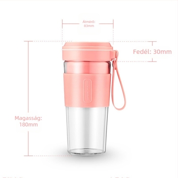 Vezeték nélküli mini gyümölcslé készítő pohár, 50W, négy pengével, beépített akkumulátor, automatikus tisztítás, élelmiszer-minőségű PC műanyag