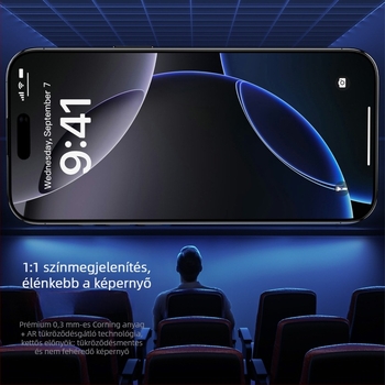 iPhone 14 Pro Max edzett üveg kijelzővédő – teljes kijelzőfedés, porálló, privát védelem