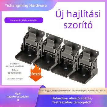 Összecsukható zsanér vasból készült asztalláb csatlakozó, 90° önzáró, modern minimalista stílus (Anyag: Vas; Felületkezelés: Elektroplatázás; Típus: Összecsukható zsanér)