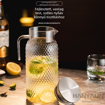 Hidegvíz-kanna, PC anyagból, hőálló, nagy kapacitású, logó nyomtatási lehetőség