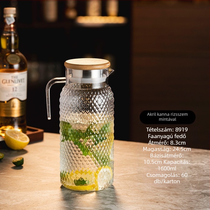 Hidegvíz-kanna, PC anyagból, hőálló, nagy kapacitású, logó nyomtatási lehetőség