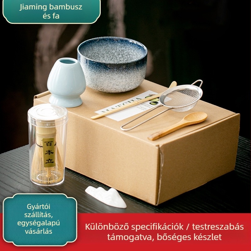 7-darabos bambusz teaceremónia készlet ajándékdobozban logóval - Teaceremóniás kiegészítők, kínai stílus