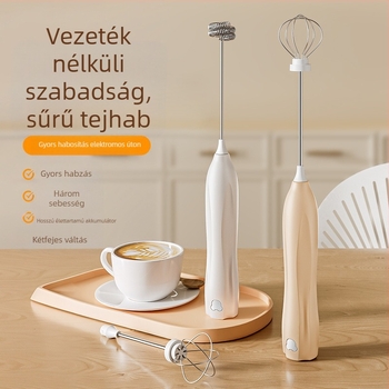 Vezeték nélküli elektromos kézi mixer 3 sebességgel, tejhabosító és tojáskeverő, 150W, D6 modell
