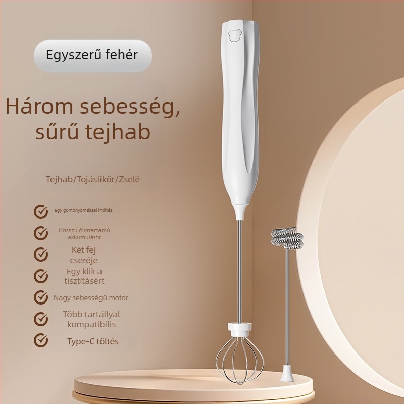 Vezeték nélküli elektromos kézi mixer 3 sebességgel, tejhabosító és tojáskeverő, 150W, D6 modell