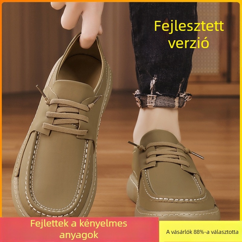 Vastag talpú férfi cipő - mindennapi viselet, mikroszálas felsőrész, gumírozott talp, kerek orr, alacsony sarok 1–3 cm