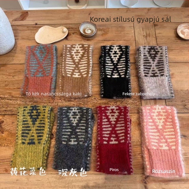 Gyapjúkeverékből készült sál, warp-knit, téli meleg, minimalist stílus