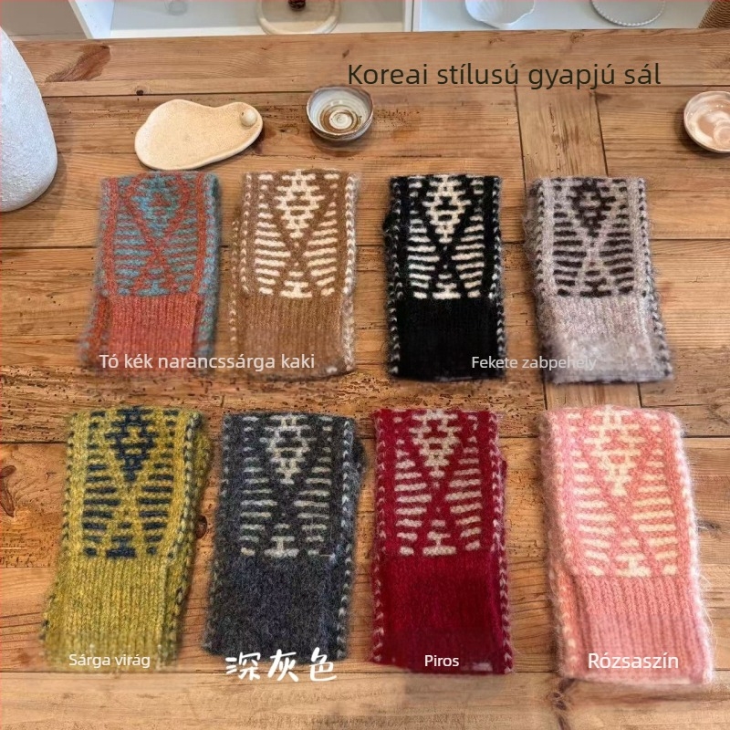 Gyapjúkeverékből készült sál, warp-knit, téli meleg, minimalist stílus