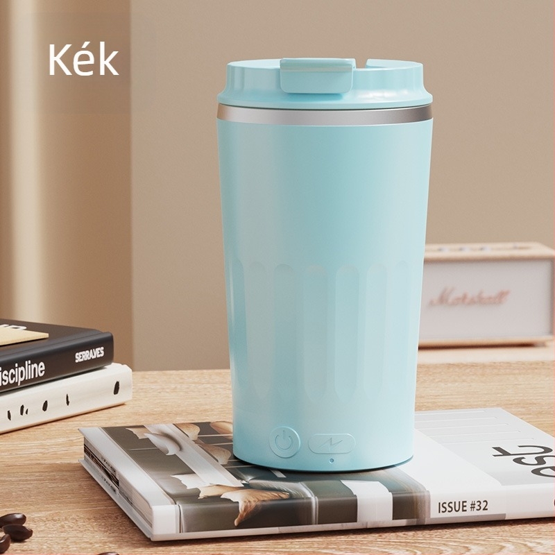 Rozsdamentes acélból készült kávés bögre automatikus keverővel és mágnessel, újratölthető, hordozható, modell MY-304, minimalist dizájn