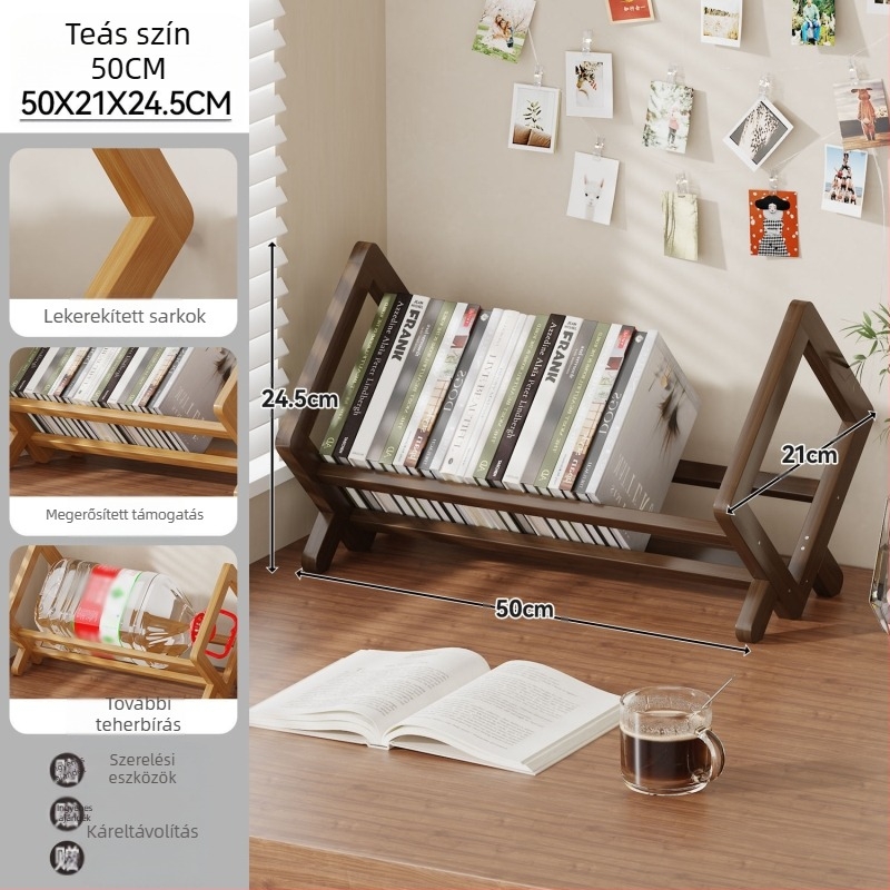 Asztali könyvespolc, Nanmu bambusz, Modern minimalist stílus, Irodai szervező, Bambusz felület