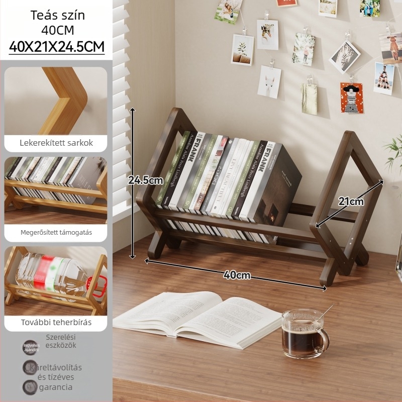 Asztali könyvespolc, Nanmu bambusz, Modern minimalist stílus, Irodai szervező, Bambusz felület