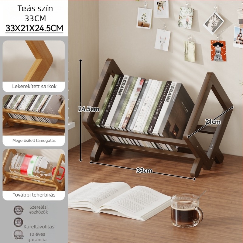 Asztali könyvespolc, Nanmu bambusz, Modern minimalist stílus, Irodai szervező, Bambusz felület