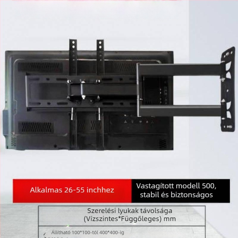 Qian Dun LCD tévé falra szerelhető tartó – teleszkópos forgókar 90°-os elforgatás, kézi állítás