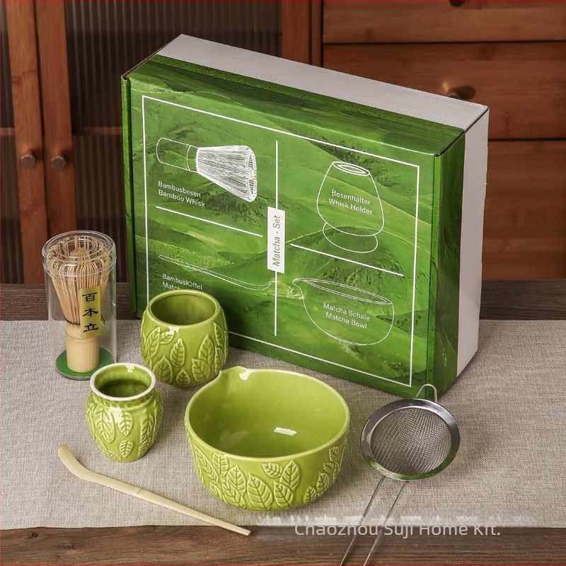 Kerámiás matcha tál lebegő szobor felülettel – retro stílus, könnyű luxus, prémium minőség, 3 személyre