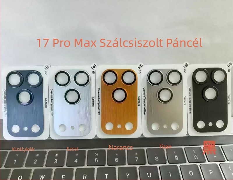 Akersen edzett üveg teljes körű objektívvédő iPhone 17 Pro / 17 Pro Max számára, brushed metal páncél, ujjlenyomat-mentes, zuhanásálló, antibakteriális, automatikus javítás