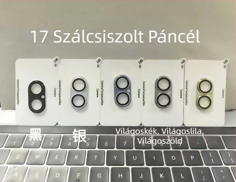 Akersen edzett üveg teljes körű objektívvédő iPhone 17 Pro / 17 Pro Max számára, brushed metal páncél, ujjlenyomat-mentes, zuhanásálló, antibakteriális, automatikus javítás