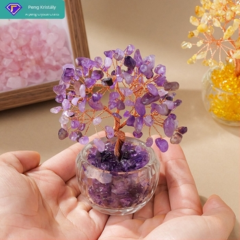 Kristály pénzfa üvegbázisú kincses tál, modern minimalista stílus