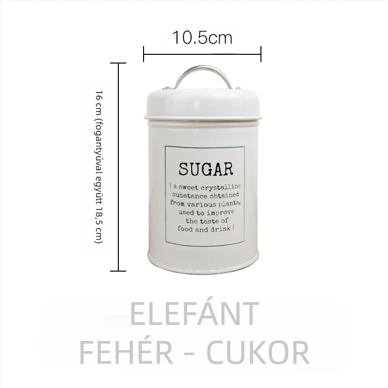 Fém kör alakú zárható, tömítő gyűrűvel ellátott edény tejpor, kávé, tea, cukorka és arcmaszk por számára; kapacitás 300 ml alatt