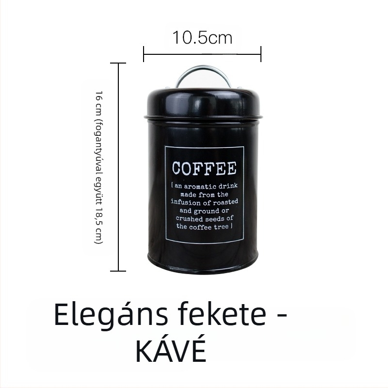 Fém kör alakú zárható, tömítő gyűrűvel ellátott edény tejpor, kávé, tea, cukorka és arcmaszk por számára; kapacitás 300 ml alatt