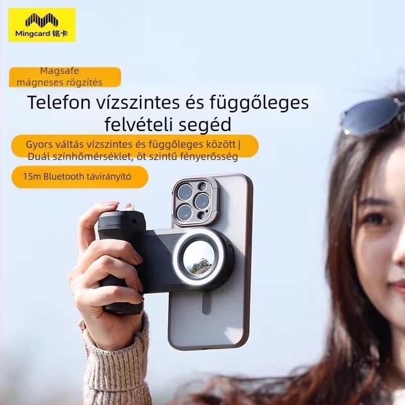 Telefonos szelfi fény Bluetooth felvételi asszisztenssel, BBC-9, Fotózási világítás, Kétféle színhőmérséklet, 5V, kevesebb mint 10W