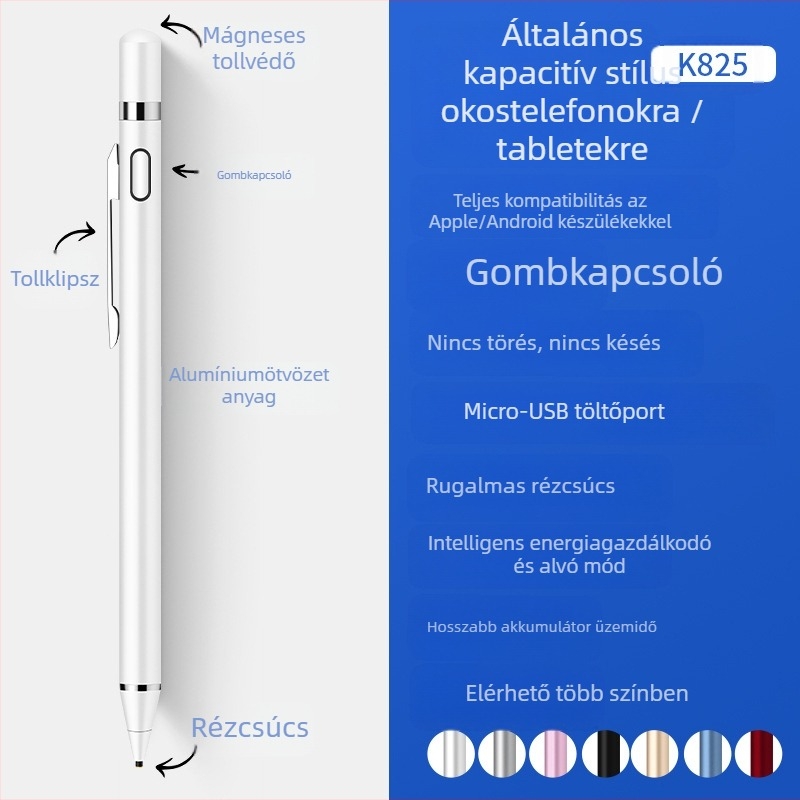 yksong kapacitív stylus mobil eszközökhöz — fém ház, mágneses töltés, univerzális érintőképernyő-kompatibilitás, kompakt és hordozható