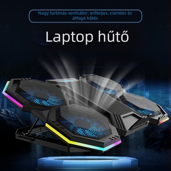 6-ventilátoros laptop hűtő radiátor, levegő hűtéshez notebook/ultrabook számára, műanyag + vas háló, modell NCP-079RGB