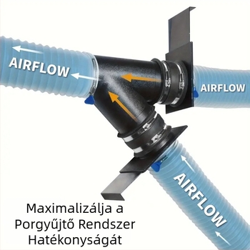 Porszívó adapter porgyűjtőhöz, háromutas szeleppel és tömlőcsatlakozóval