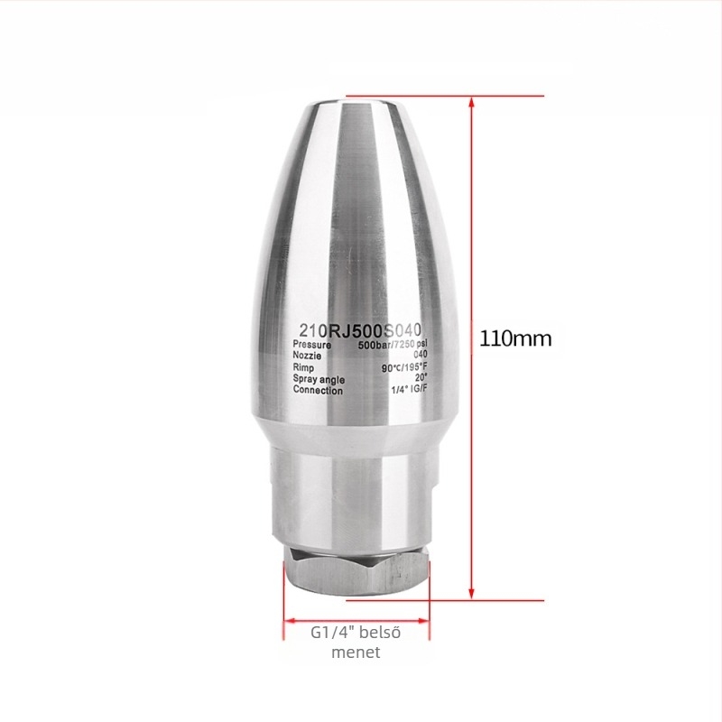 Xiong Wei rozsdamentes acélból készült forgó lótusz autómosó fúvóka kerámiamaggal (Közeg: víz; Maximális hőmérséklet: 90°C; Anyag: rozsdamentes acél)