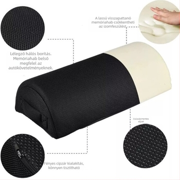 Memóriahabos multifunkcionális párna, félkör alakú kialakítás, deréktámasz, lábtámasz, nyaki gerinc párna
