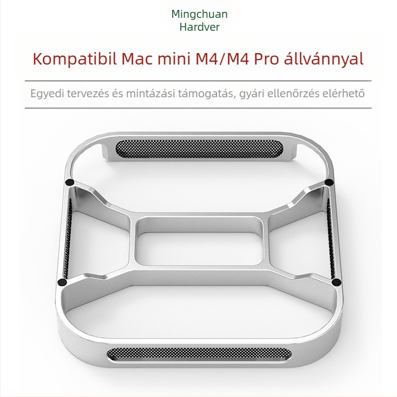 Mac mini M4/M4 Pro alumínium ötvözet hűtőkeret — asztali tartó, terhelés 2–5 kg, tömeg 73 g