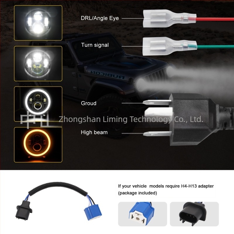 Wrangler LED fényszórók - kettős fénysugár (felső/alsó), terepjáró, alumínium ötvözet ház, 9-30V, testreszabható
