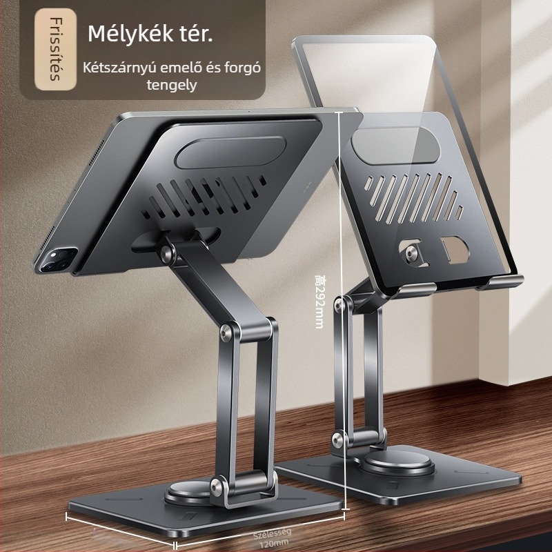 Forgó, összecsukható tabletatartó, emelő típus, fémből készült, tömeg 588,3 g, XUNDD