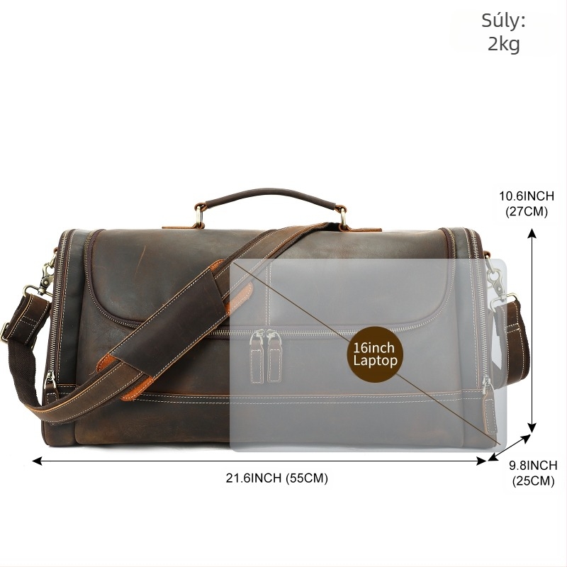 Crazy Horse bőrből készült utazótáska, 20 L alatti kapacitású, uniszex, ideális üzleti utazásokhoz