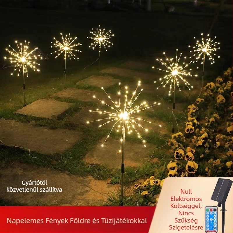 LED napelemes tűzijáték lámpa távirányítóval - 480 LED, IP65, 300 lm, 3000K, napelemes