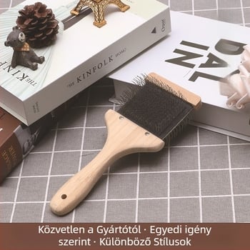 Qitao bambusz állatfésű – kétoldalas tűfésű hosszú szőrű kutyák és macskák számára