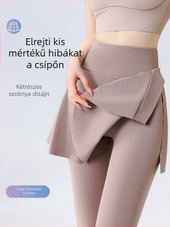 Női külső ruházathoz tervezett culotte-ok, magas derék – nylon-spandex keverék, 9/10 hossz, szűk fazon, nagy elasztikusság (két rész imitációs dizájn)
