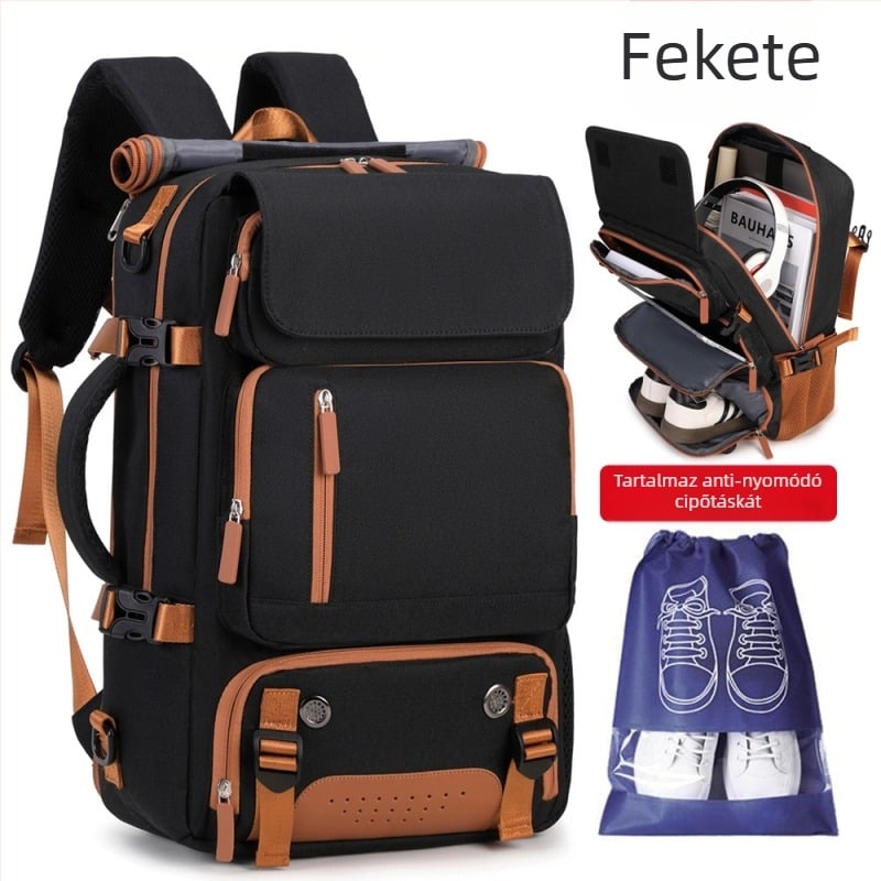 Nemi utazótáska nagy kapacitású, 16 hüvelykes laptoprekesz, Oxford anyag, görbült vállpántok