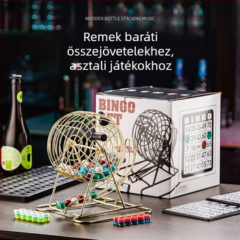 Bingo dobogó számgépe forgó számlapaddal – kézi sorsolás, parti hangulatnövelő, interaktív játék, vas-műanyag szerkezet