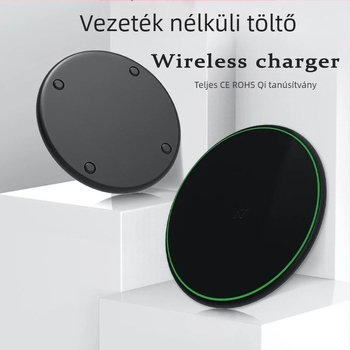 Asztali kör alakú 10W vezeték nélküli töltő, QC3.0, 1.2A kimenet, kompatibil Apple, Huawei és Xiaomi