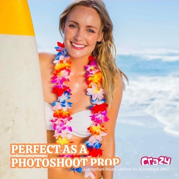 Hawai-i lei tánc kellék, kézzel készített textil virág nyaklánc, testreszabható, Huayi márka, smink és jelmez rekvizit