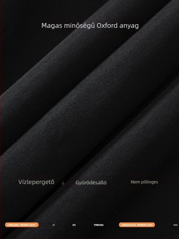 Férfiaknak szabadidős vízálló külső kabát kapucnival, raglán ujjakkal, cipzárral, cipzáras zsebekkel, laza szabás, poliészter