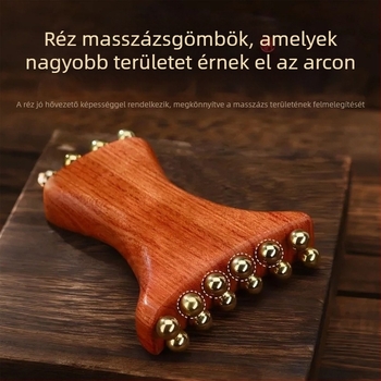 Arcmaszázs eszköz arcra Huanghuali Rosewood és bronz gyöngyökkel, fa kivitel, 90 g, márka Ruilin