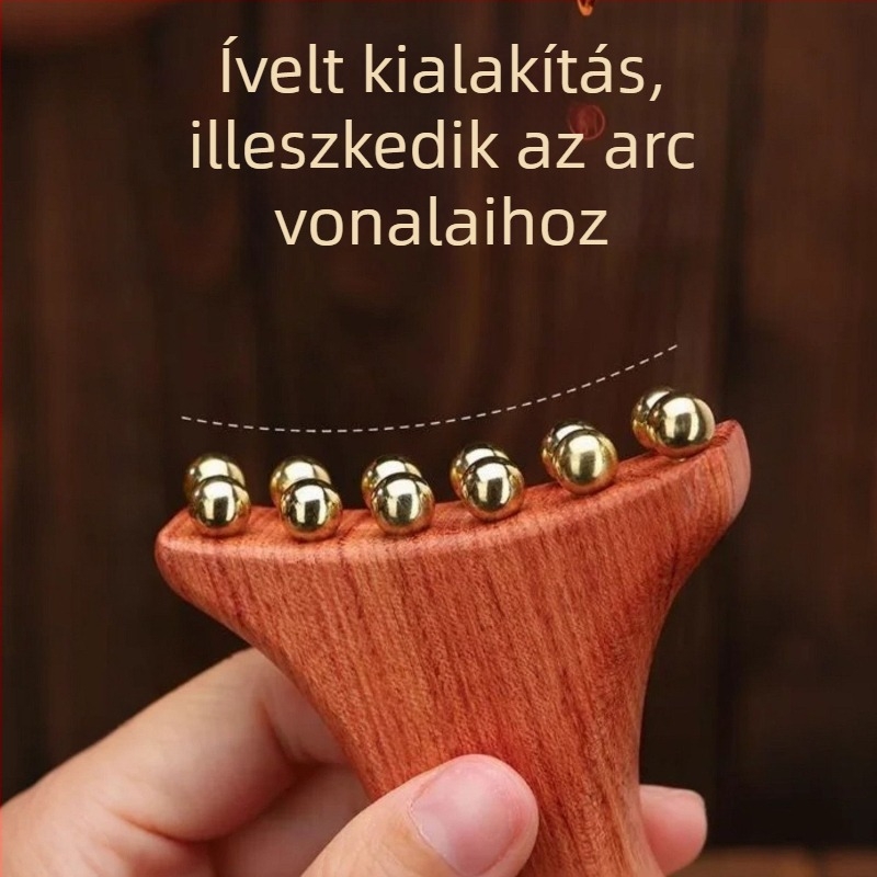 Arcmaszázs eszköz arcra Huanghuali Rosewood és bronz gyöngyökkel, fa kivitel, 90 g, márka Ruilin