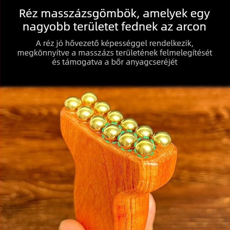 Arcmaszázs eszköz arcra Huanghuali Rosewood és bronz gyöngyökkel, fa kivitel, 90 g, márka Ruilin
